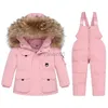 Down Coat Children Clothing Set -30 Winter Boy Down Jacket Girl Overalls Jumpsuit Suit Warm Kid Parka Hooded Coat Snowsuit Toddler Clothes HKD230725