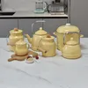 Tea Cups Small Fresh Milk Yellow Solid Color Series Teapot Enamel Kettle Storage Bucket Summer Set 230724