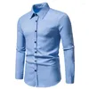 Casual shirts heren heren Mens vaste kleur knop omhoog 2023 merk slanke fit lange mouw shirt mannen werken zakelijke formele chemise homme xxl