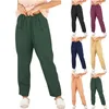 Women's Pants Straight Elastic Waisted Drawsting Cargo Linen Loose With Pockets Women Clothing Trousers