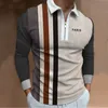 Męskie polo mody mody długie rękawie zamek błyskawiczny shhirt shhirt menuSual Large Lapel Print Print Polo Shirt S-5xl. 230724