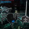 Electric/RC Animals Electronic pet Remote Control Simulation tarantula Eyes Shine smart black Spider 4Ch Halloween RC Tricky Prank Scary Toy gift 230724