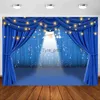 Achtergrond Materiaal Blauw Gordijn Theater Podium Fotografie Achtergrond Vinyl Party Display Achtergrond Fotografie Studio Props x0724