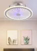 Lampadari Moderno Minimalista Ventilatore da Soffitto in Ferro Verniciato Bianco Luce Cristallo Decorativo Acrilico Illuminazione a LED Lampada da Camera Dimmerabile AC220V