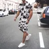 Herrspårspåret Set Summer Short Sleeve T Shirt Suit mode 2 stycke Streetwear 3D Print Sports Beach Shorts Mankläder 230724