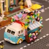 Action Toy Figures City Creative Street View Flower House Car MOC Mini Bricks Store Model Building Blocks Gifts Toys Kids Adults Girls 230724