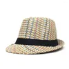 Basker Fashion Colorful Weave Straw Hatts For Men Women Spring Summer Fedoras Top Jazz Caps Old Man Vintage Adult Panama Beach Hat