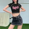 T-shirt femme Y2k Vintage Street Goth T-shirt Haruku noir femmes manches courtes Tee hauts BRATZ imprimer Roupas Femininas 230724 2024