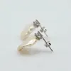 Kolczyki Pearl Pearl Białe naturalne kolczyki z perłami srebrne kolczyki z nieregularnym kształtem cyrkonu żeńskie płaskie kolczyki 230725