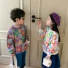 Hoodies Sweatshirts Spring design Korean style colorful floral sweatshirts for kids 1-7 years boys and girls casual loose pullovers 230725