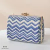 Evening Bags Summer Small Fresh Straw Material Women's Bag Single Shoulder Strap Chain Dinner Ripple Wave Pattern Square Clutch