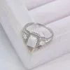 Hot selling retro S925 sterling silver plated platinum square Australian Treasure European and American women's ring exquisite