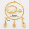 Wedding Jewelry Sets Water Drop Earrings Necklace Jewelry Set Indian Women Dubai Gold Bracelet Ring Wedding Bridal Apparel Accessories 230725