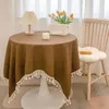 Tischdecke, französische japanische Baumwolle, Leinen, runde Matte, Vintage-Netz, rot, dekorativer Hintergrundstoff