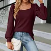 Women's Blouses Womens Long Sleeve Tops And Tail Shirts Fashion Square Collar Solid Blouse Women Winter
