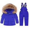 Down Coat Children Clothing Set -30 Winter Boy Down Jacket Girl Overalls Jumpsuit Suit Warm Kid Parka Hooded Coat Snowsuit Toddler Clothes HKD230725