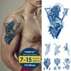 Juice varaktiga bläck tatueringar kroppskonst vattentät tillfällig tatuering klistermärke lejon havs kung Poseidon tatoo arm falska rävval tato