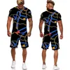 Men's Tracksuits Retro Luxury Men's Short Sleeve T-shirt/Set 3D Flower Letter Printing Casual T-shirt Tracking Set Men's Jogging Fancy Clothing 230720