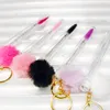 Makeup Tools 10st Tube Eyelash Eyebrow Brush with Gold Keychain Fur Ball Glitter Mascara Wand For Lash Extension Makeup Tool 230724