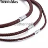 Hänghalsband MAN-MADE LEATHER NECKLACE CHOKER SVART BROWN flätad repkedja för män pojke manliga smycken gåvor collier homme magnetiska unm27 j230725