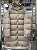 Vrouwen Down Parka 2022 Winter Nieuwe Stijl Gebreide Afneembare Cap Lichtgewicht Lange Duck Donsjack Vrouwen HKD230725