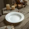 Piatti 2 pezzi/set piatto fondo in ceramica filettato bianco da 8,5 pollici per servire la cena a casa