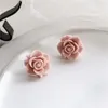 Серьги -серьги смола Rose 3d резные розовые цветочные украшения рождественский подарок для женщин