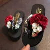 Slippers Kids Sandals Baby Girls Toddler Soft Non-slip Princess Flip Flop Flower Pearl Beach Shoes Casual Parent-child Slippers qq935 L230725