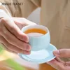 Tea Cups Creative Ceramic Small Fish Teacup Set Portable Pot and Cup Chinese Ceremony Supplies Anpassade Teaware -gåvor 230724