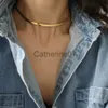 Pendant Necklaces Punk Flat Blade Snake Link Chain Choker Necklace Gold Silver Color Stainless Steel Neck Chains For Women Jewelry Chocker 2021 J230725