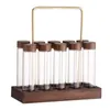 Bouteilles de stockage 10x flacons et couvercles en verre de dosage avec support en bois conteneurs de grains de café pour les amoureux des cadeaux d'anniversaire