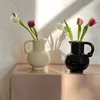 Vases Portable Vase Ceramic French Style Milk Pot Shaped Hydroponic Simulated Flower Arranging Device Room Decorative Tabletop