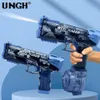 Gun Toys UNGH Automatic Water Gun Electric UZI Pistol Shooting Toy Summer Beach Toy For Kids Children Boys Girls Adults Water Fight Game 230724