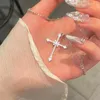 Kedjor Glänsande halsband Fashion Woman Crystal Zircon Cross Pendant For Girl Chain Punk Party Jewelry
