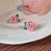 Stud Oorbellen Romantische Roze Roos Bloem Voor Vrouwen Dames Temperament Bruiloft Sieraden Bloemen Parel Oorstekers Valentijnsdag Geschenken