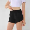 L8263 High-Rise Lined Short Pants Women Sports Yoga Shorts with Back Zipper Pocket Running Shorts Quick-Dry Breathable Casual Sweatpants Exercise Fitness Wear