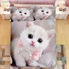 超かわいい子猫の子供の寝具セットカワイイ女の子キルトコーブキングクイーンサイズ猫動物2/3PCSポリエステル羽毛布団カバー（シートなし）L230704