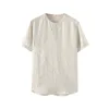 Men's T Shirts Flax 2023 Summer Short Sleeve T-Shirt Chinese Style Linen Shirt Crew Neck Pullover Streetwear Casual Loose Top Clothing