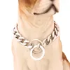 Collari per cani Collare a catena resistente in acciaio al titanio argento 15mm 316L Pet per accessori per collana di cani di taglia piccola, media e grande