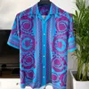 Herrspårar Summer Hawaiian Vacation Suit Luxury Flower Shirt Set 2 Pieces Fashion Märke Knapp Kort ärmkläder Casual Outfit 230724