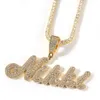 ペンダントネックレスThe Bling King Custom Small Size Brush Script Letter Two Tone Pendant Micro Paved Baguttecz Chain Necklace Hiphop Jewelry 230725