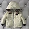 Designer-Kinder-Puffer-Daunenmäntel mit Kapuze, wendbar, karierter Mantel, modisch, für Mädchen und Jungen, Kapuzenpullover, Winter, warme Entendaunenjacken, braune Babykleidung für Kinder