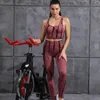 Conjuntos ativos sem costura feminino yoga listrado roupas esportivas corrida conjunto fitness sem mangas costas ocas tops curtos leggings de cintura alta