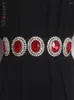 ベルトランレムクリスタルダイヤモンドジェムストーン女性用手作りベルト覆われたボタンレトロハイエラスティックウエスト2023 2YA3243