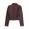 Kvinnans jackor 2023 Kvinnor Spring Autumn Red Wine Blazer Loose Jacket Coat Turn-Down Collar Double Breasted Lady Streetwear Ytterkläder