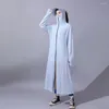 Trench da donna Cappotto lungo da donna con protezione solare Maniche con cappuccio Protezione solare anti-UV Morbido traspirante Sottile Seta di ghiaccio Chiusura con cerniera Sciolto