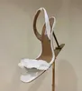 Eleganti donne di marca Sandali Aquazzura Scarpe Catena d'amore Impreziosito Cinturino elastico con cinturino sul retro Tacchi alti Lady Décolleté sexy EU35-42