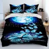 3D Luxury Butterfly Flower 3 Piece Comporter Bedding Set Däcke Cover Bed Set Quilt Cover Case King Queen Size Bedding Set L230704