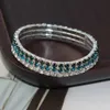 Multi color 3-row gradient Elastic Bracelet shiny simple Bracelet woman chains 925 gold silver diamond Jewelry women