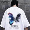 Shorts masculinos Y2K Borboleta Homens e Mulheres Camisetas Street Apparel Harajuku Manga Curta T-shirt Algodão Harajuku T-shirt Solto Hip Hop Top 230724